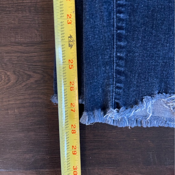 LOFT Distressed Skinny Jeans Raw Hem Denim Stretch Classic Blue Size 14 - Picture 8 of 9
